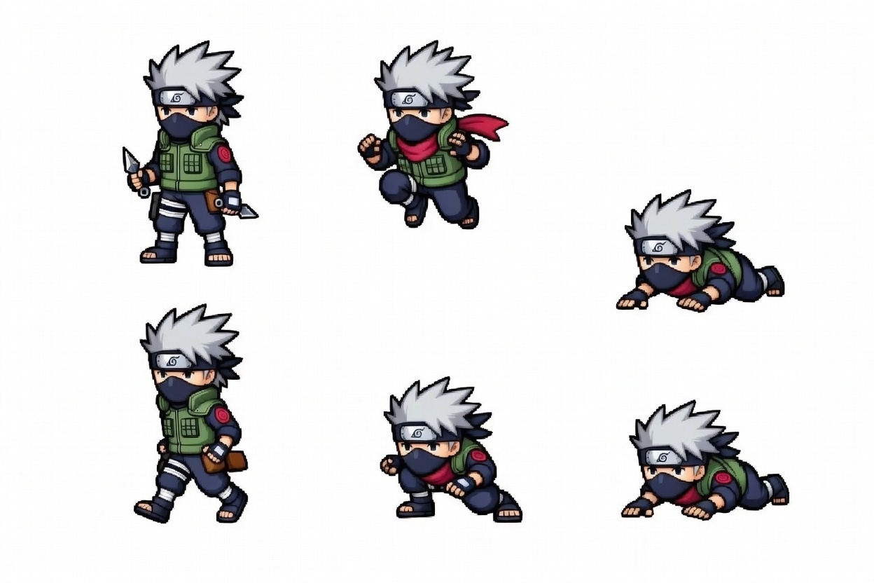 Sprite Kakashi Hatake 6 Movimientos 1536x1024 Divide En 6 Para Mover Al Personaje