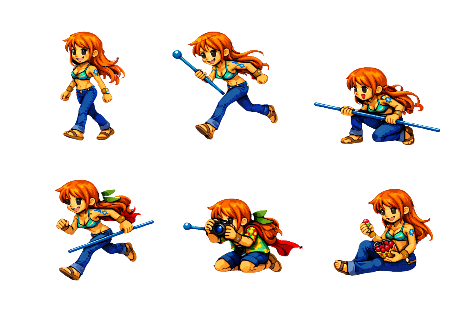 Sprite Nami OP 6 Movimientos 1536x1024 Divide En 6 Para Mover Al Personaje