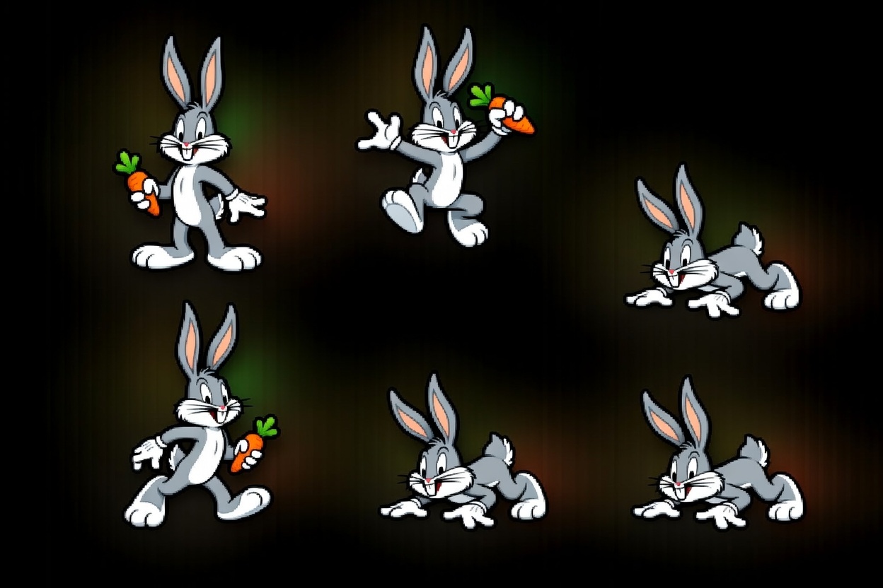 Sprite Bugs Bunny 6 Movimientos 1536x1024 Divide En 6 Para Mover Al Personaje