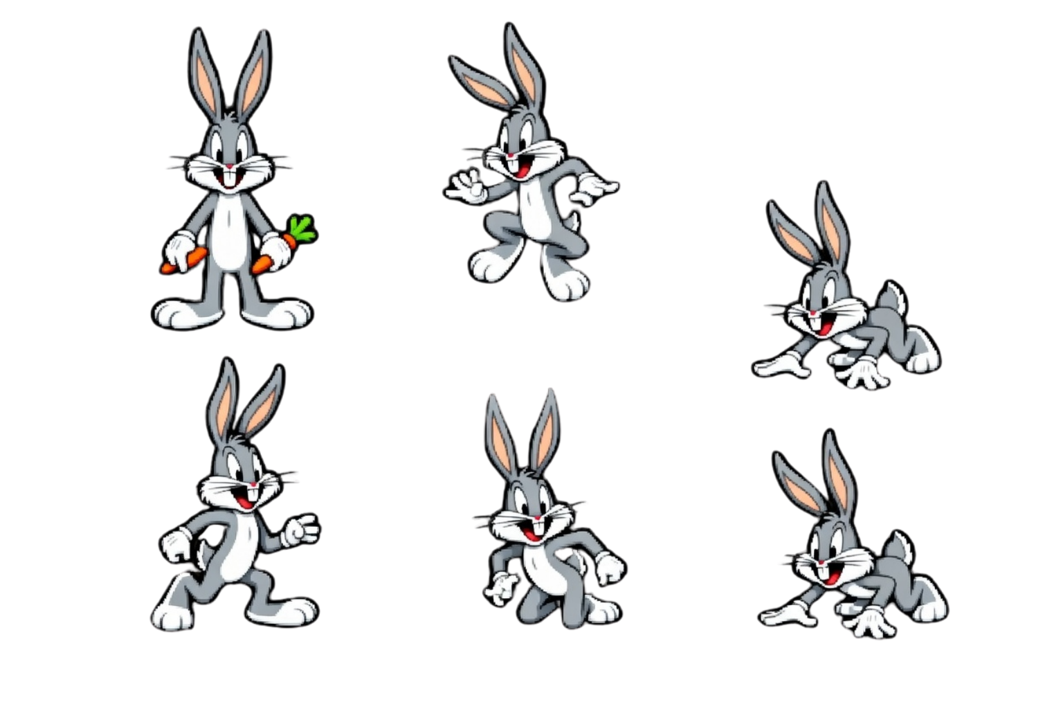 Sprite Bugs Bunny 6 Movimientos 1536x1024 Divide En 6 Para Mover Al Personaje