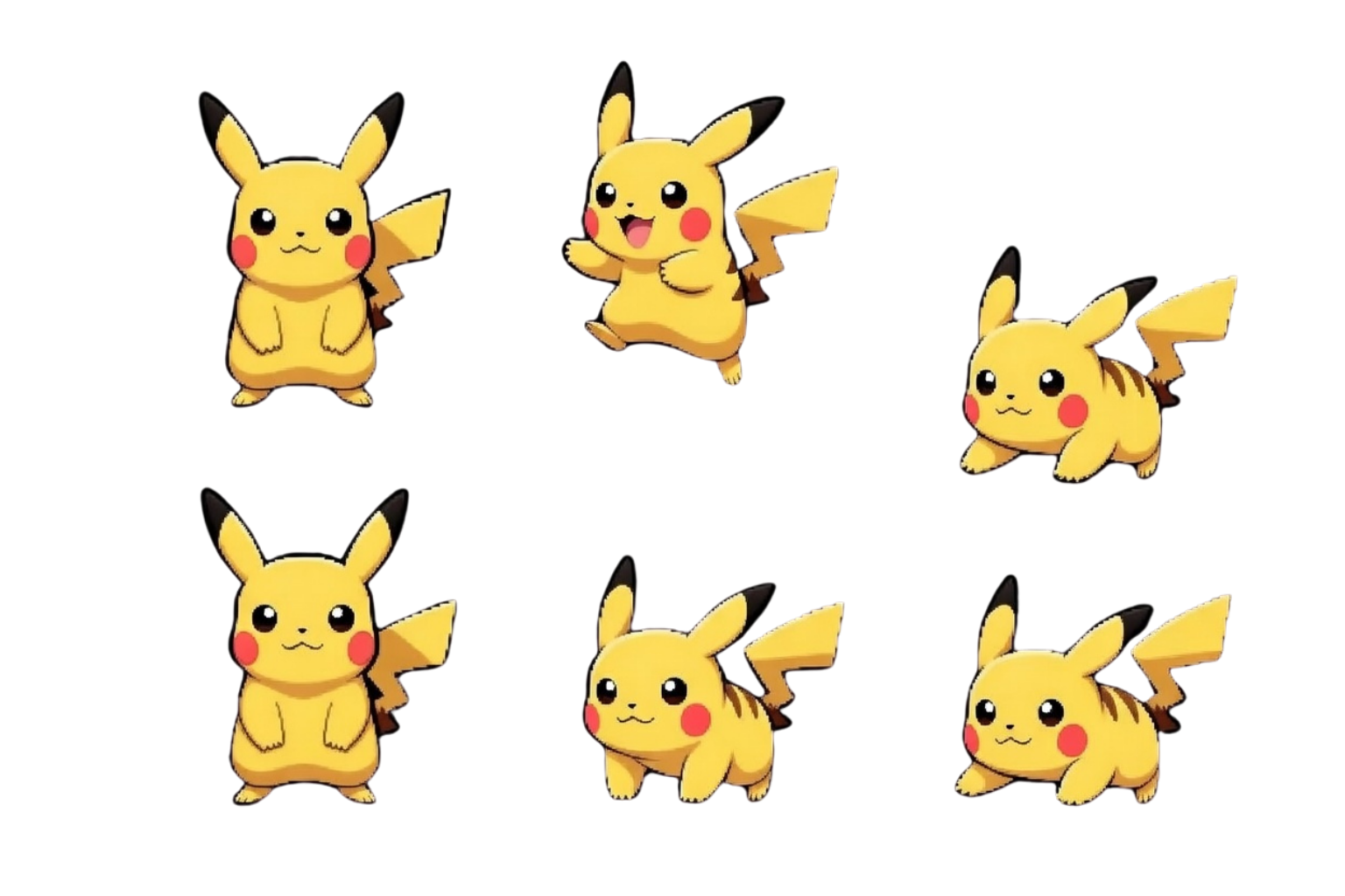 Sprite Pikachu Pokemon 6 Movimientos 1536x1024 Divide En 6 Para Mover Al Personaje