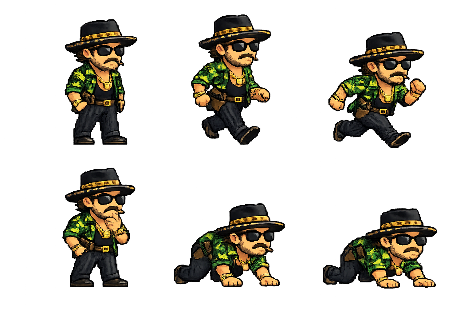 Sprite Villano Hombre Og 6 Movimientos 1536x1024 Divide En 6 Para Mover Al Personaje