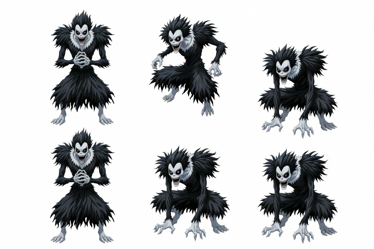 Sprite Villano Riuk Death Note 6 Movimientos 1536x1024 Divide En 6 Para Mover Al Personaje